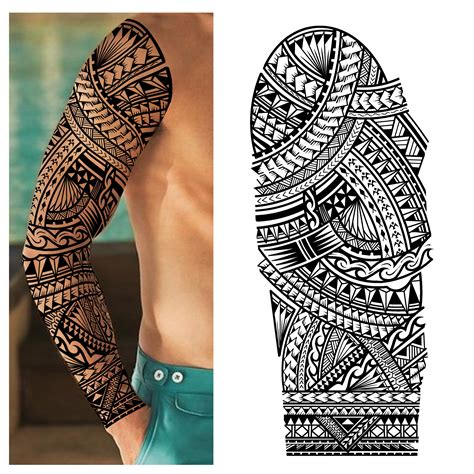 tattoo polynesian sleeve|polynesian shoulder tattoos for men.